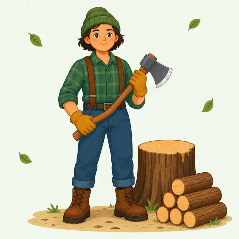 woodman（木こり・名詞）の覚え方イラスト — wood + man で「木に関わる人」とそのまま分解して覚える