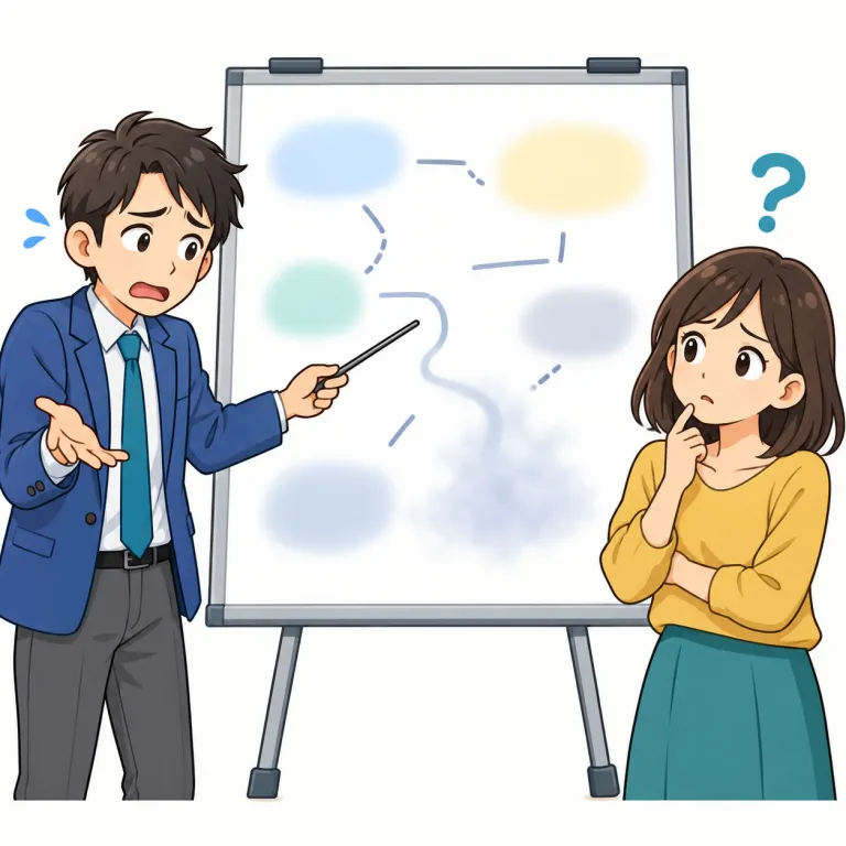 woolly（曖昧な・adjective）の覚え方イラスト