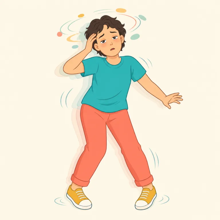 woozy（ふらふらする・めまいがする・形容詞）の覚え方イラスト — まず feel woozy をひとかたまりで覚えると使いやすいです