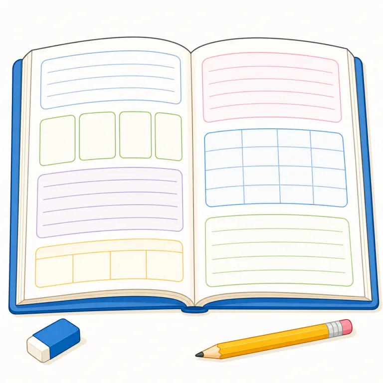 workbook（ワークブック・名詞）の覚え方イラスト