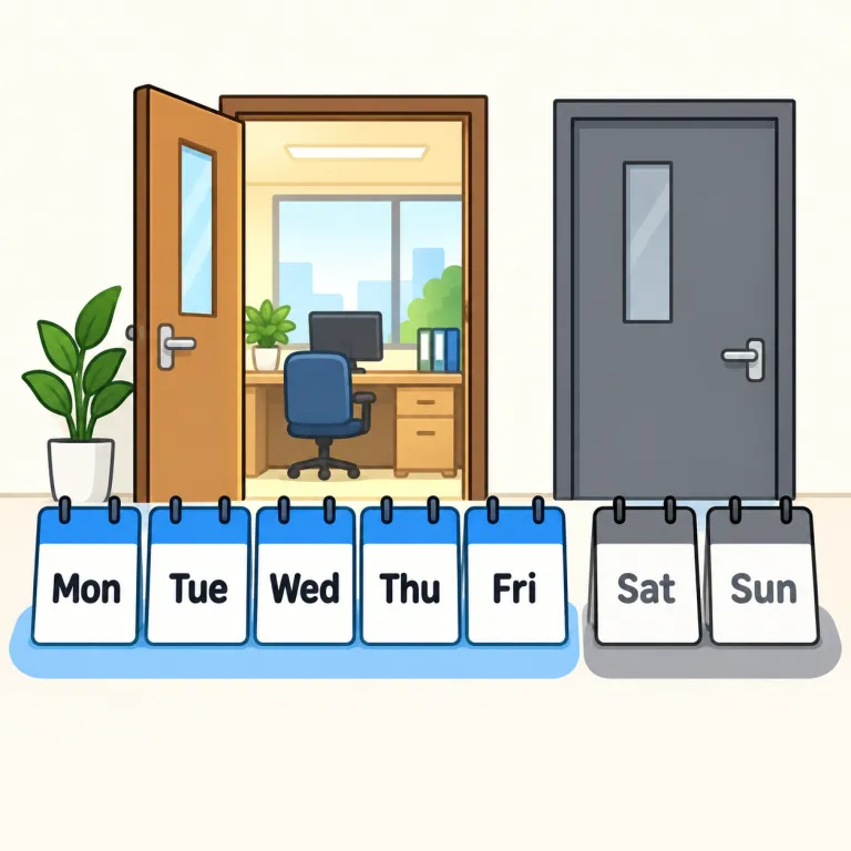 workday（平日・noun）の覚え方イラスト