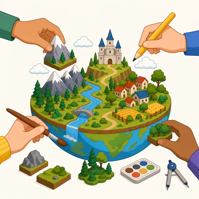 worldbuilding（世界構築・名詞）の覚え方イラスト — world + building の直球複合語として覚えるのが最短です