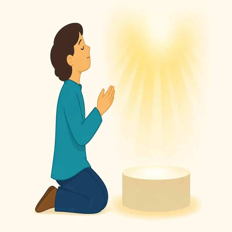 worship（礼拝する・動詞）の覚え方イラスト — まず respect（敬意を払う）や pray（祈る）より強く、神聖な相手に最大級の敬意を向ける語だとまとめて覚えると定着しやすいです