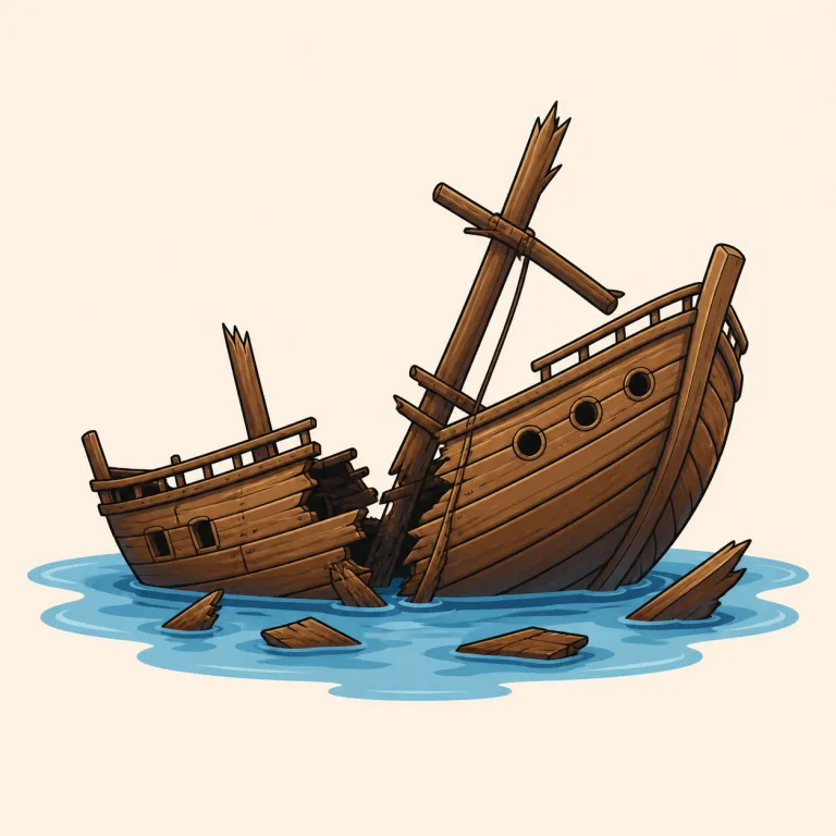 wreck（残骸、難破船・noun）の覚え方イラスト