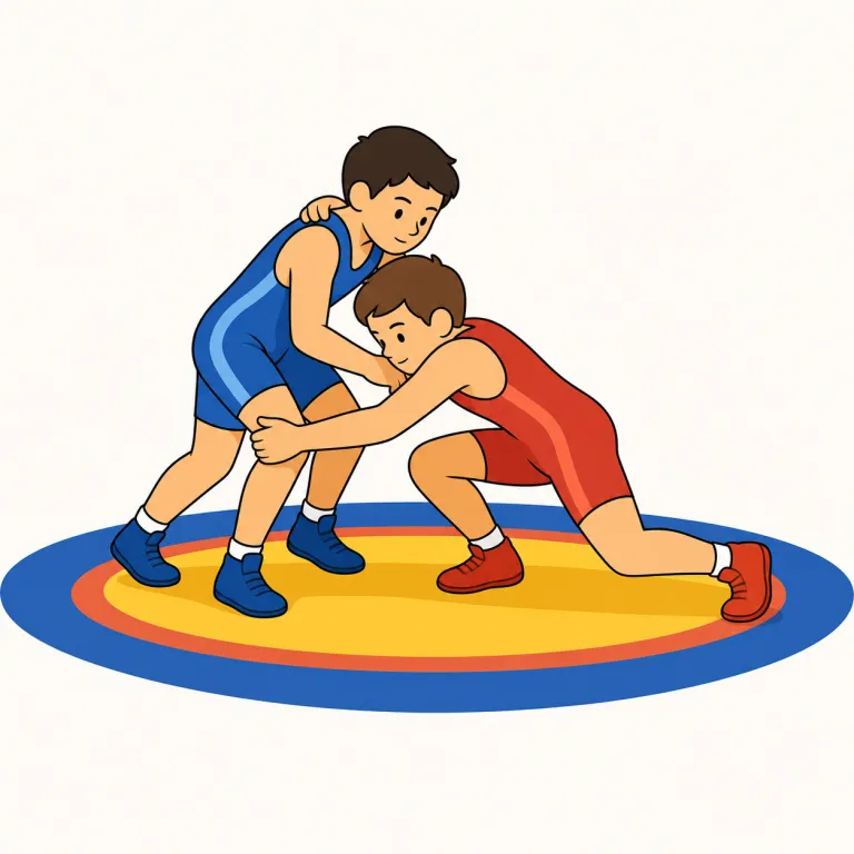 wrestling（レスリング・名詞）の覚え方イラスト
