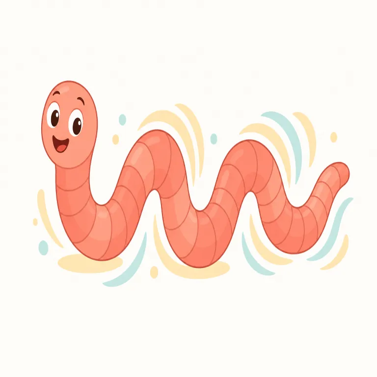 wriggle（身をよじる、くねくね動く・動詞）の覚え方イラスト — wiggle を知っていれば覚えやすい語で、wriggle はそれよりさらに「体全体をくねらせて細かくよじる」感じ