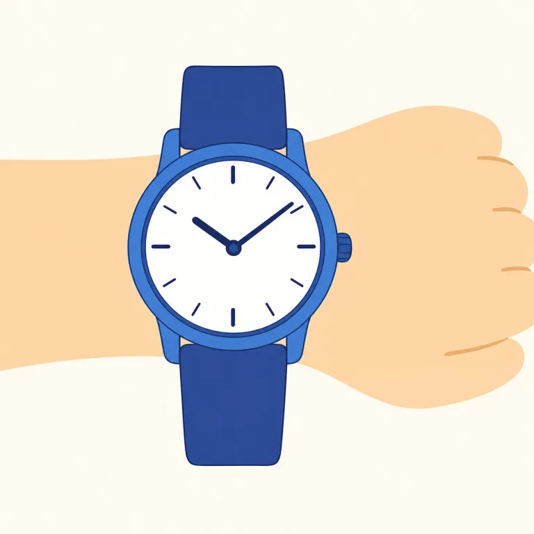 wristwatch（腕時計・名詞）の覚え方イラスト — wristwatch は中がそのまま wrist（手首）+ watch（時計）なので、まず「手首にある watch」と分けて覚えると定着しやすいです