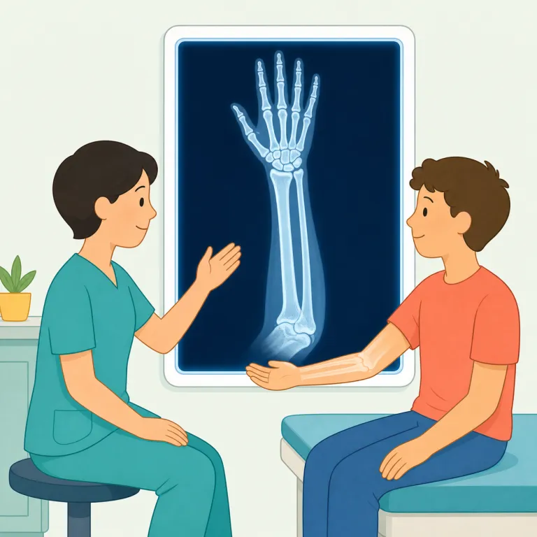 x-ray（X線・名詞）の覚え方イラスト — 数学で未知数を表す X と ray「光線」の組み合わせで、「発見時には正体が未知だった光線」と覚えると定着しやすい語です