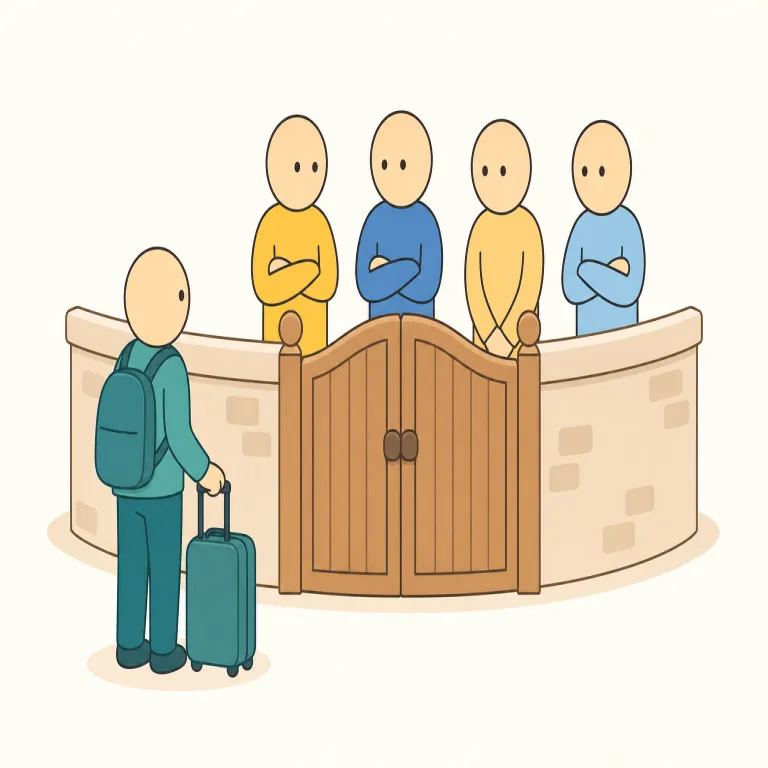 xenophobic（排外的な・形容詞）の覚え方イラスト — xeno- は "foreign / strange" を表す形で、xenophobia などにも出ます