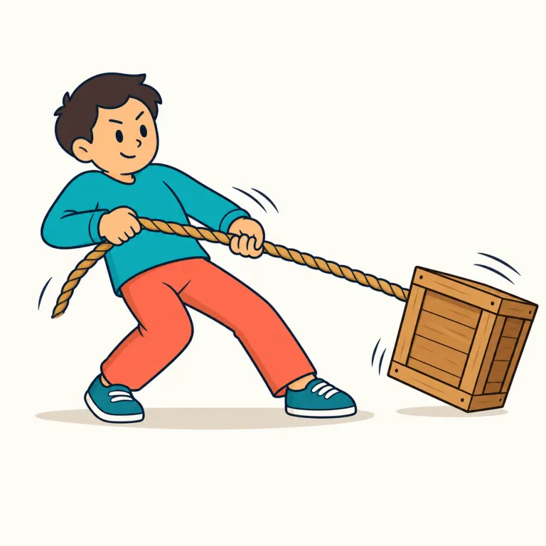 yank（ぐいと引くこと・名詞）の覚え方イラスト — yank は単なる pull よりも、急で強い「ぐいっ」という一引きを表す名詞