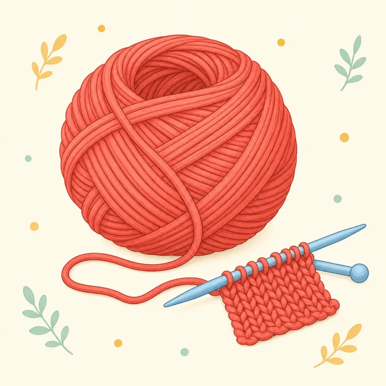 yarn（糸・名詞）の覚え方イラスト — yarn は布を縫う細い thread より、編んだり織ったりするための太めの糸を指すことが多い