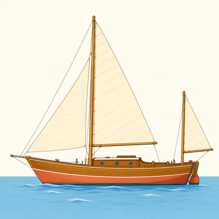 yawl（ヨール（帆船）・名詞）の覚え方イラスト — 船の一般名ではなく、帆装の型を細かく言い分ける語だと押さえると残りやすいです