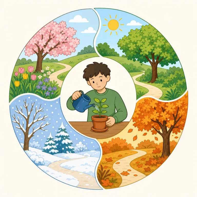 yearlong（一年間にわたる・形容詞）の覚え方イラスト — yearlong は year + long で、まず「長さが一年ある」と分解すると忘れにくいです