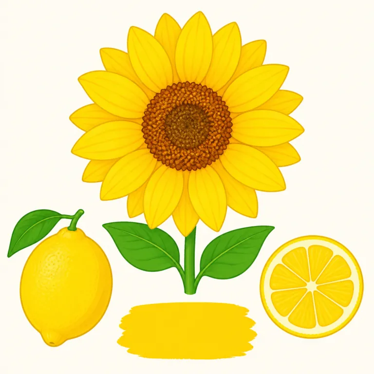 yellow（黄色い・形容詞）の覚え方イラスト — yellow は色名をそのまま名詞の性質にした形容詞として覚えるとよい