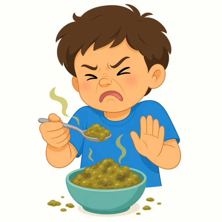 yucky（気持ち悪い、まずい・形容詞）の覚え方イラスト — 「yuck!（うえっ）」と反射的に言いたくなる場面を思い浮かべ、その feeling をそのまま形容詞にした語だと覚えるとよい