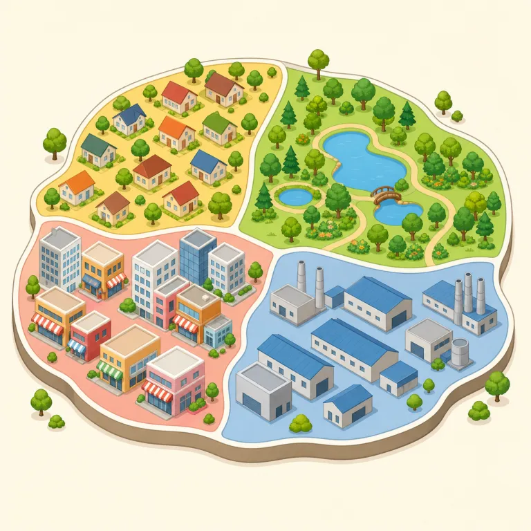 zoning（地域区分・名詞）の覚え方イラスト