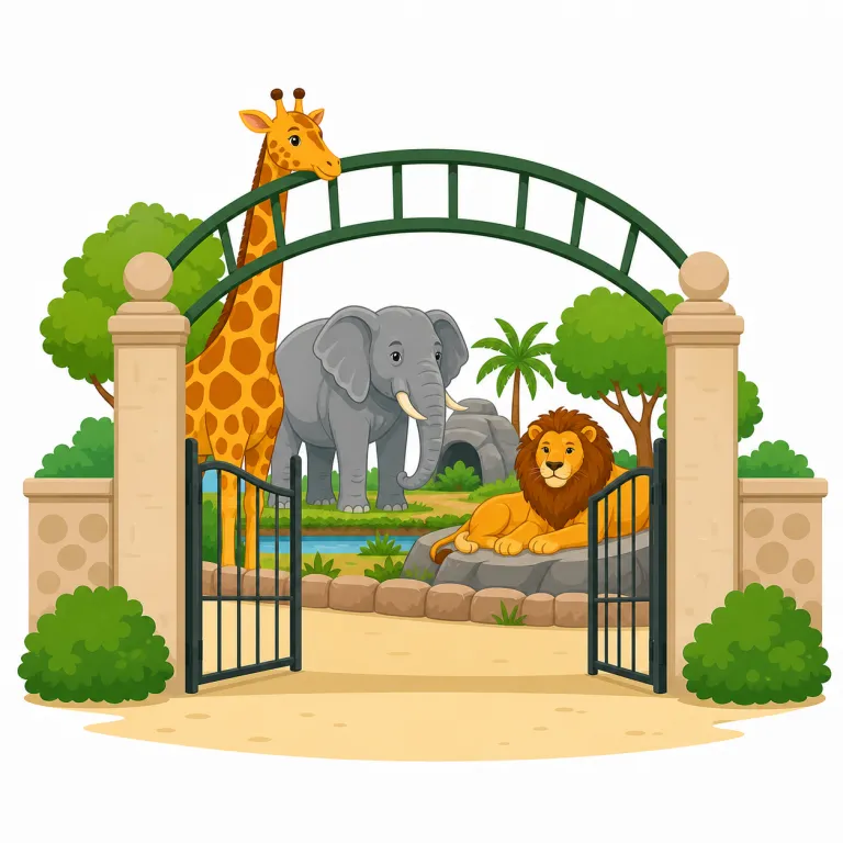 zoo（動物園・名詞）の覚え方イラスト — zoo は単独で覚えるより、zoology（動物学）, zoological（動物の）とセットにして「zoo- が見えたら動物関連」とまとめると定着しやすい語です